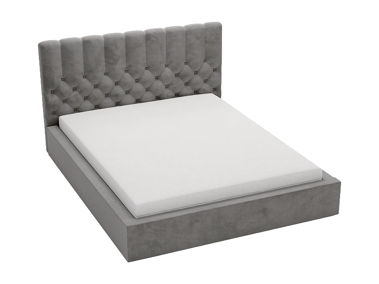 Łóżko tapicerowane 160x200 Sevilla - łóżko dwuosobowe glamour z pojemnikiem, stelażem i pikowanym zagłówkiem Chesterfield - szary 3599791 - obrazek 1