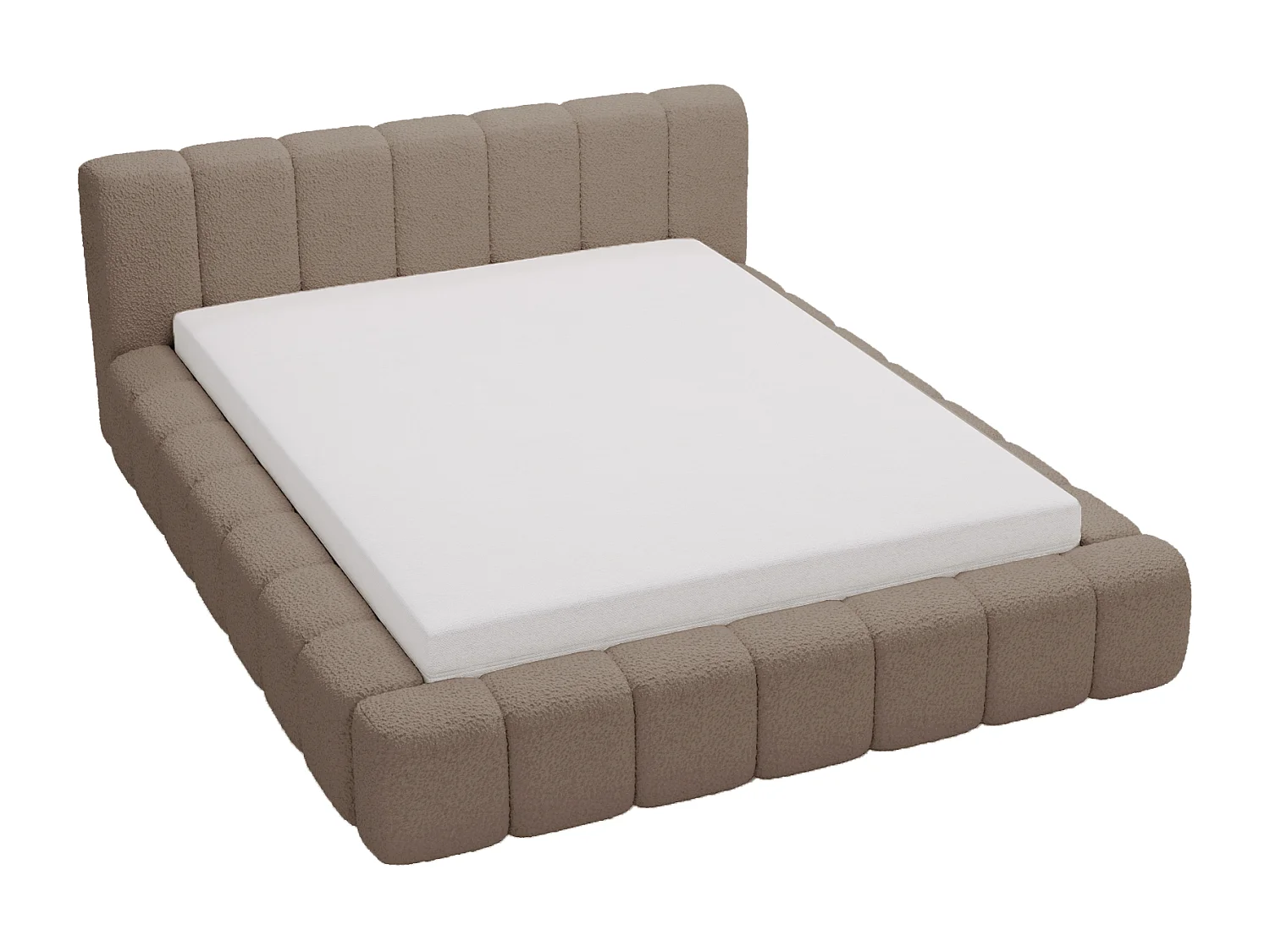 Bolonia łóżko tapicerowane 160x200 z pojemnikiem i stelażem, boucle, brązowy 4008460 - obrazek 1