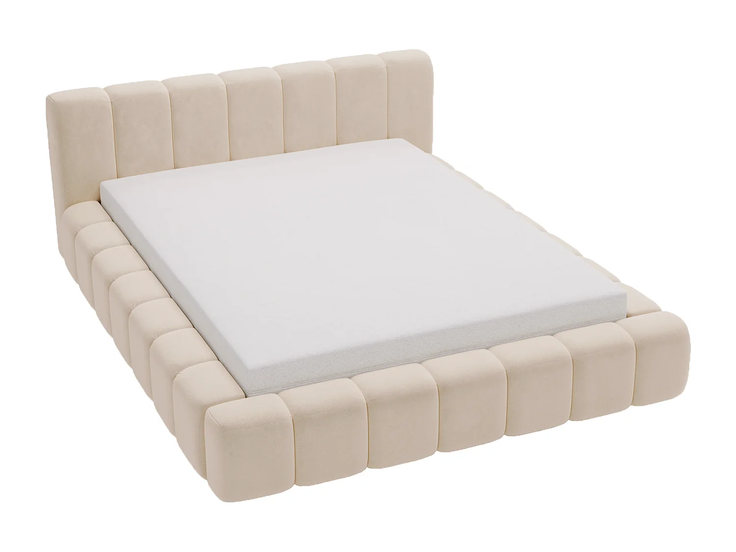 Bolonia łóżko tapicerowane 160x200 z pojemnikiem i stelażem, aksamit, beżowy 3990167 - obrazek 1