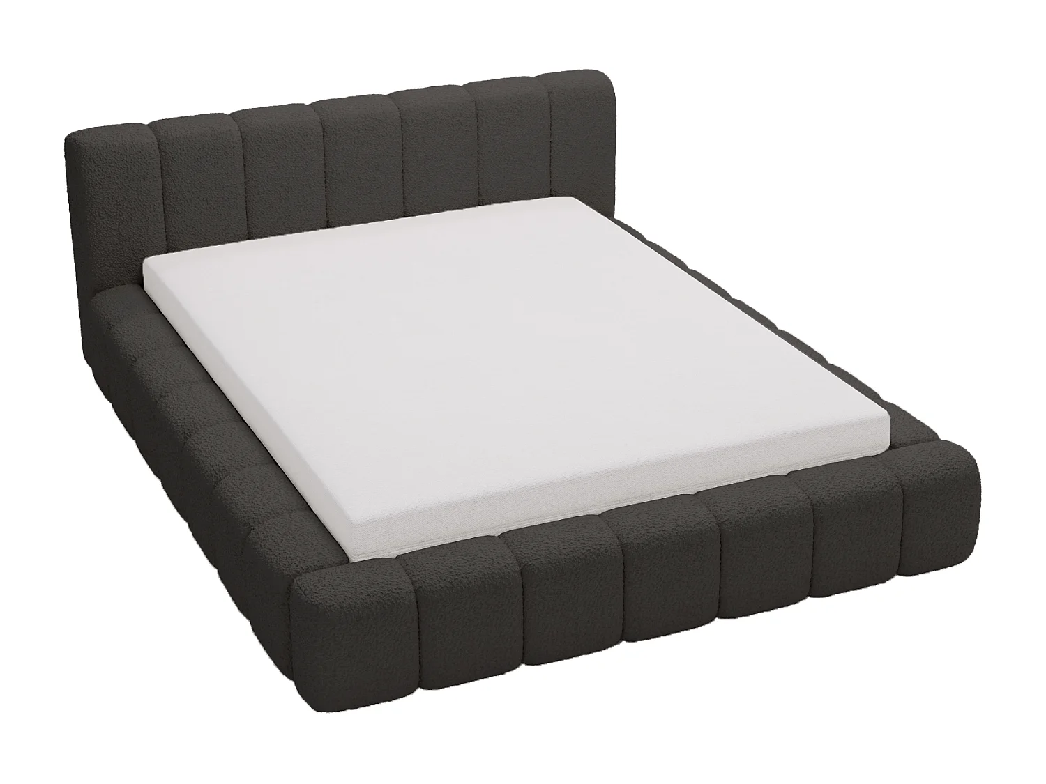 Bolonia łóżko tapicerowane 160x200 z pojemnikiem i stelażem, boucle, czarny 4008461 - obrazek 1