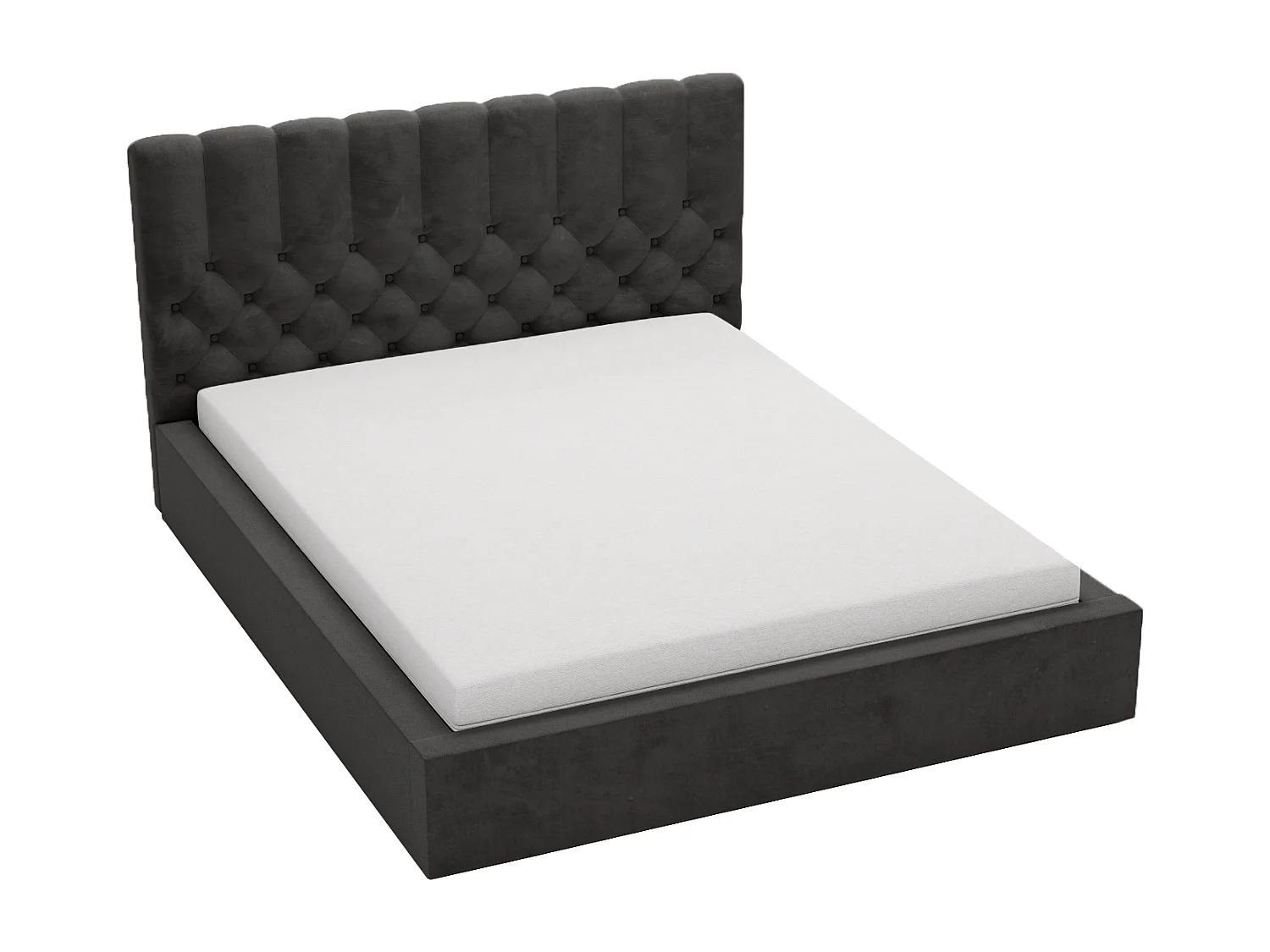 Łóżko tapicerowane 140x200 Sevilla - łóżko dwuosobowe glamour z pojemnikiem, stelażem i pikowanym zagłówkiem Chesterfield - czarny 3599775 - obrazek 1
