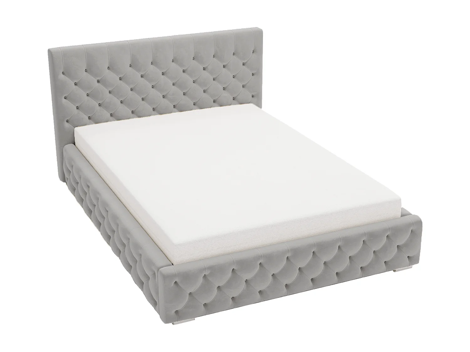 Łóżko tapicerowane 160x200 Elira - łóżko chesterfield glamour z pojemnikiem i stelażem - szary 3599795 - obrazek 1