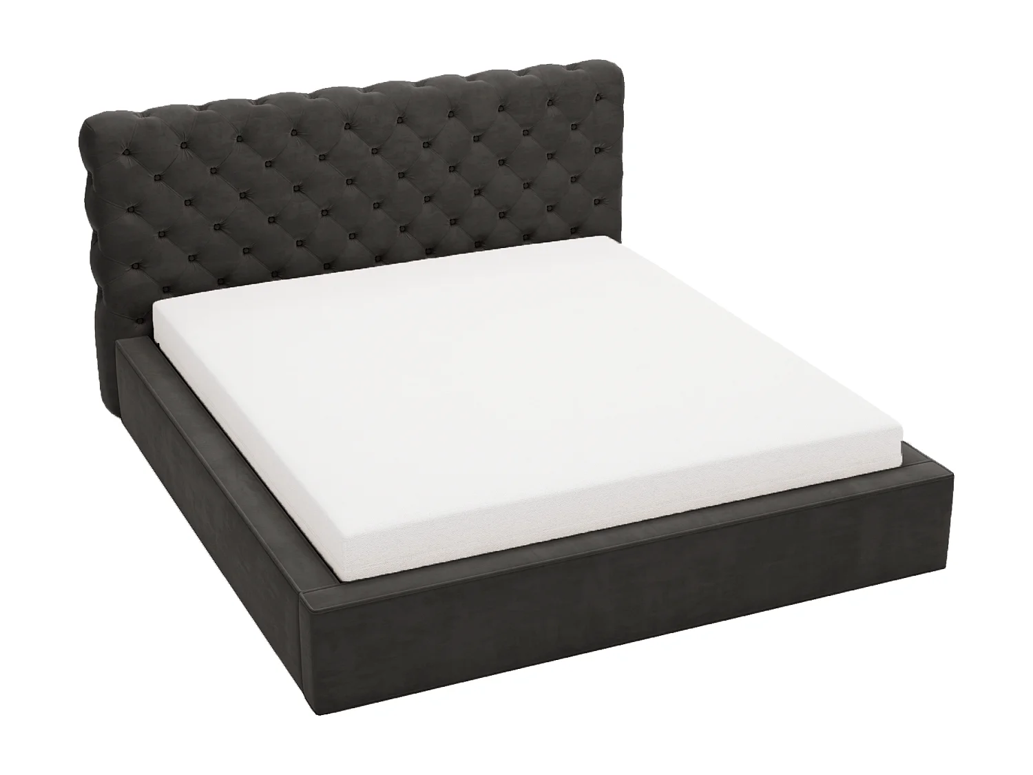 Łóżko tapicerowane 140x200 Ali - łóżko chesterfield z pojemnikiem, stelażem i pikowanym zagłówkiem - szary 3599797 - obrazek 1