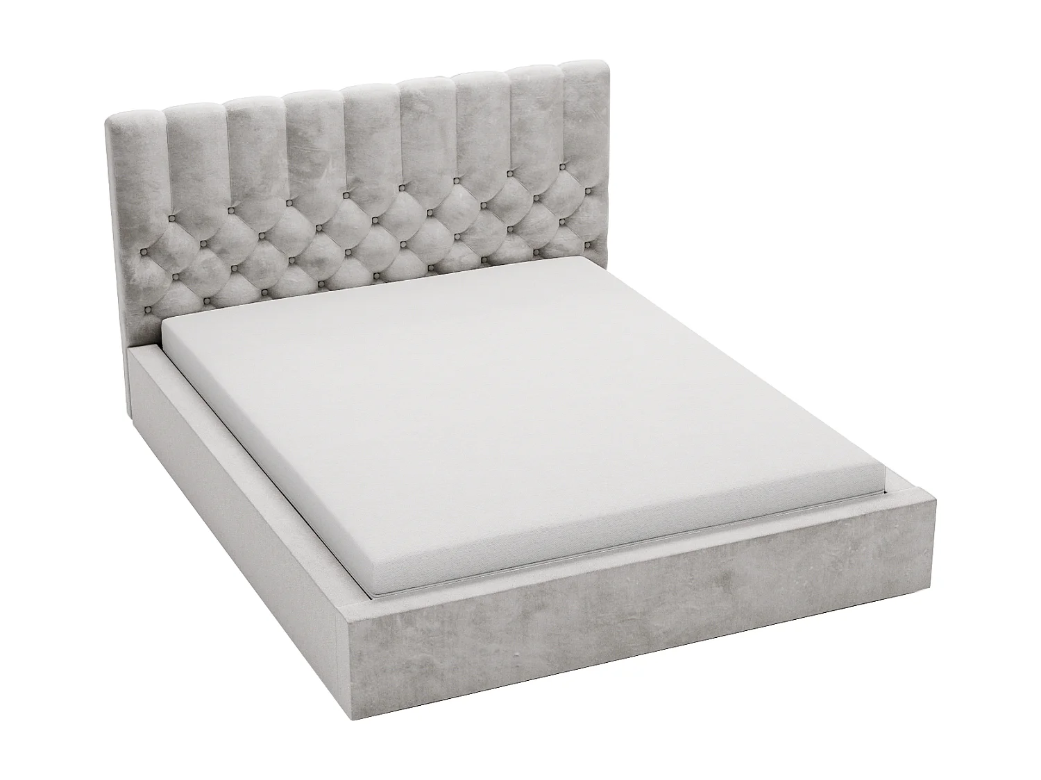 Łóżko tapicerowane 180x200 Sevilla - łóżko dwuosobowe glamour z pojemnikiem, stelażem i pikowanym zagłówkiem Chesterfield - jasny szary 3599799 - obrazek 1
