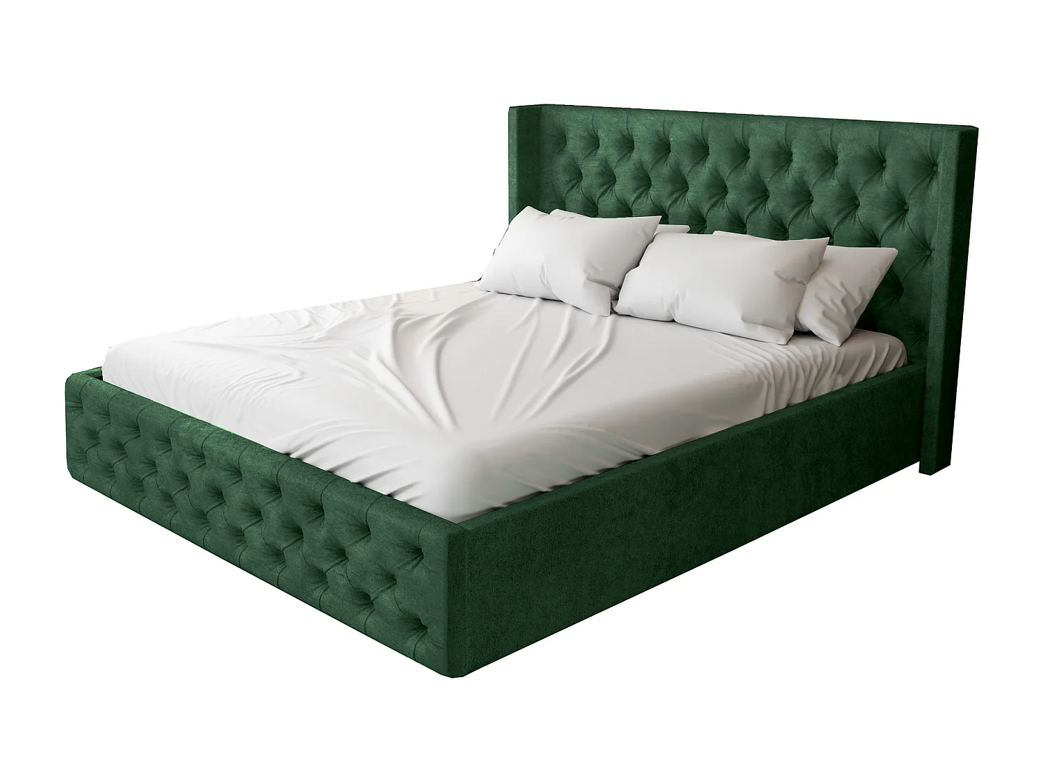 Łóżko 160x200 Chesterfield Rolia z pojemnikiem, stelażem, pikowane glamour, aksamitne - zielony 3580451 - obrazek 1
