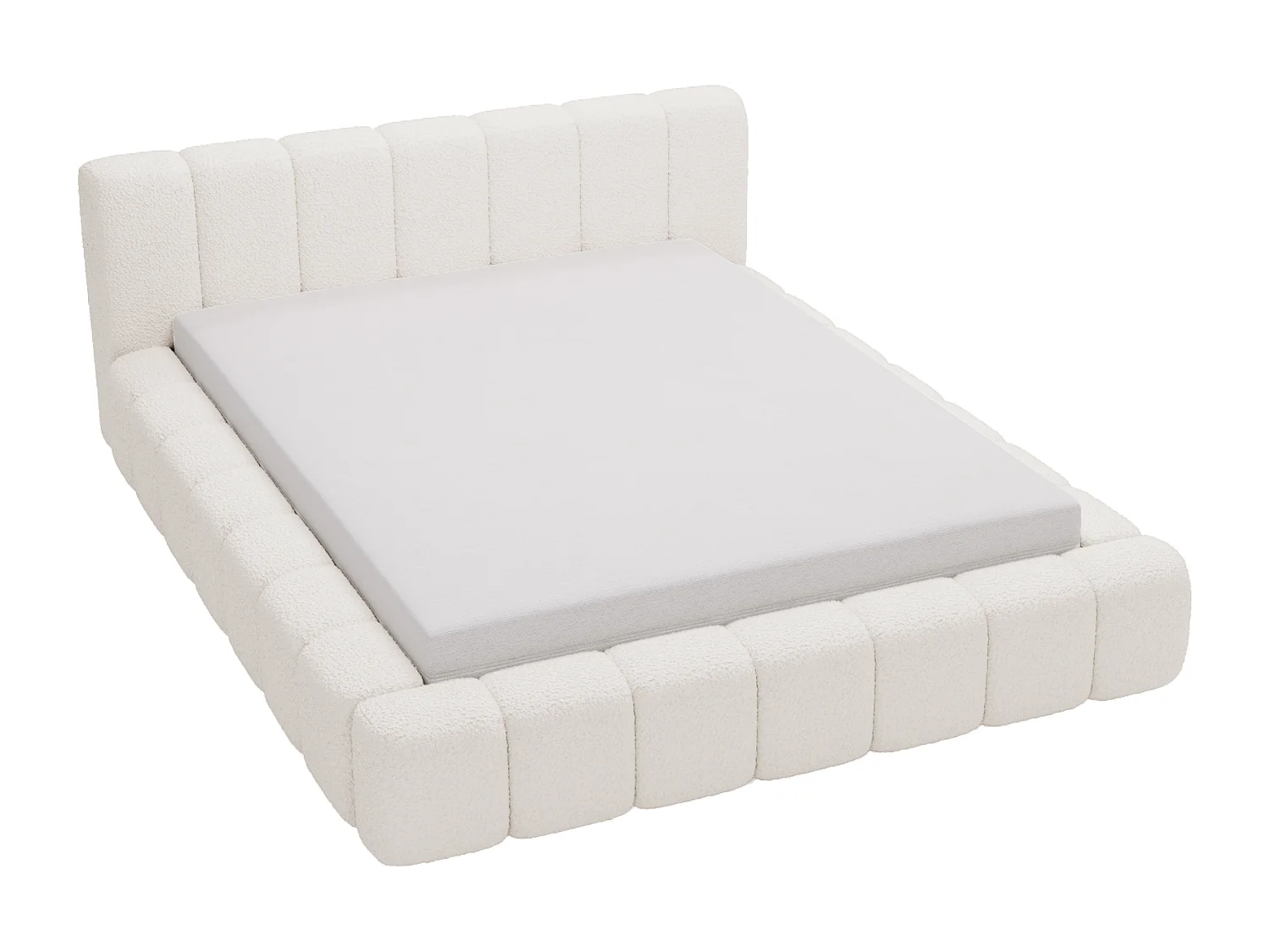 Bolonia łóżko tapicerowane 160x200 z pojemnikiem i stelażem, boucle, kremowy 4008463 - obrazek 1
