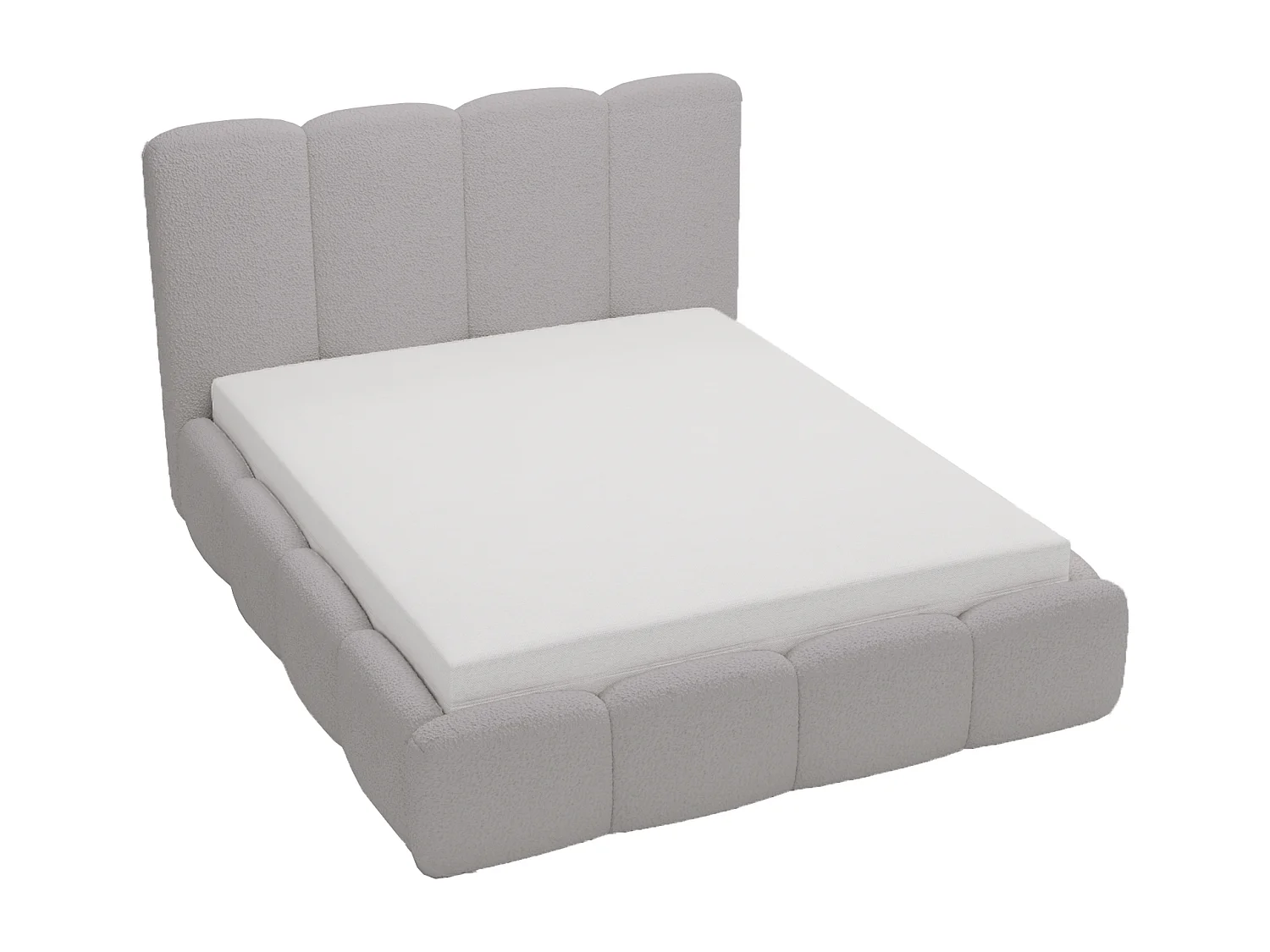 Łóżko tapicerowane 160x200 Merkad Boucle - łóżko dwuosobowe z pojemnikiem, stelażem i grubą pianką - szary 3599853 - obrazek 1