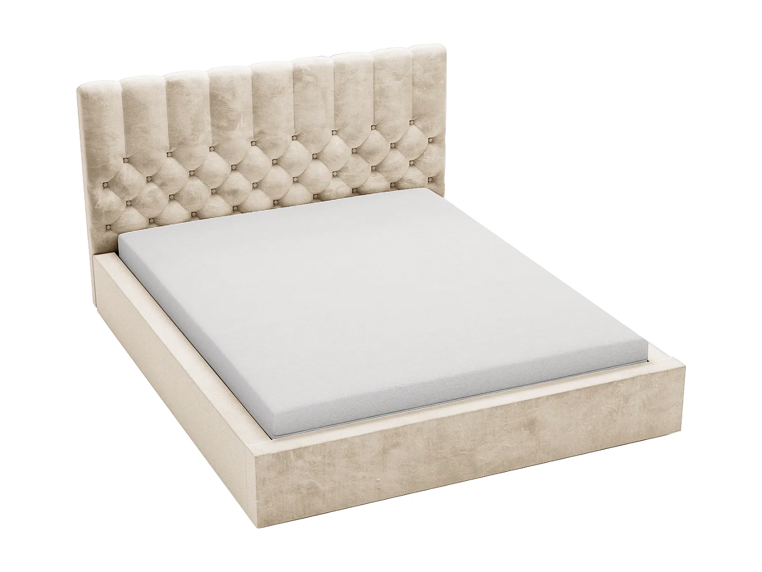 Łóżko tapicerowane 160x200 Sevilla - łóżko dwuosobowe glamour z pojemnikiem, stelażem i pikowanym zagłówkiem Chesterfield - wanilia 3599837 - obrazek 1