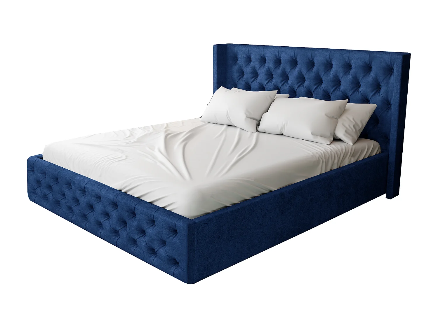 Łóżko 180x200 Chesterfield Rolia z pojemnikiem, stelażem, pikowane glamour, aksamitne - niebieski 3580495 - obrazek 1