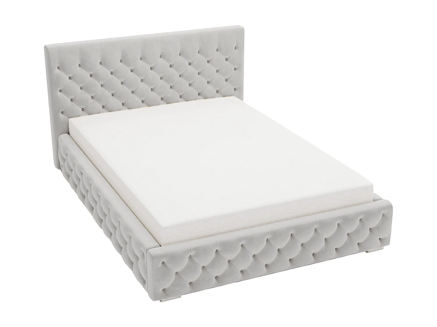 Łóżko tapicerowane 160x200 Elira - łóżko chesterfield glamour z pojemnikiem i stelażem - jasny szary 3599876 - obrazek 1