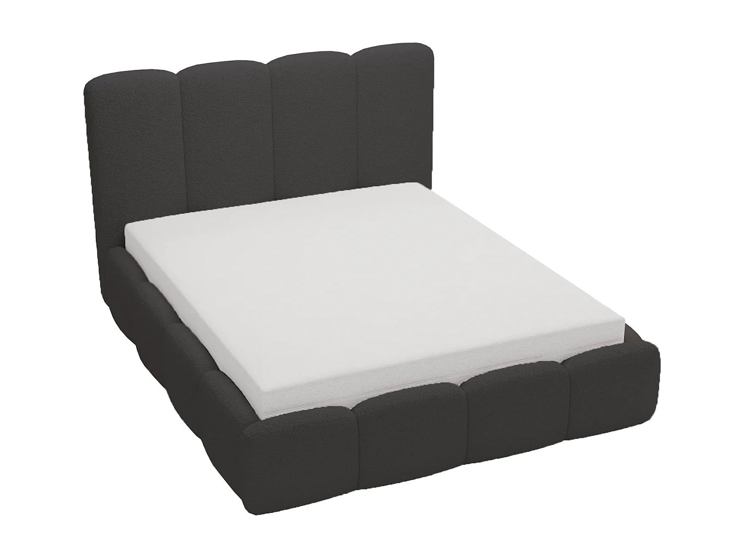 Łóżko tapicerowane 180x200 Merkad Boucle - łóżko dwuosobowe z pojemnikiem, stelażem i grubą pianką - czarny 3599879 - obrazek 1