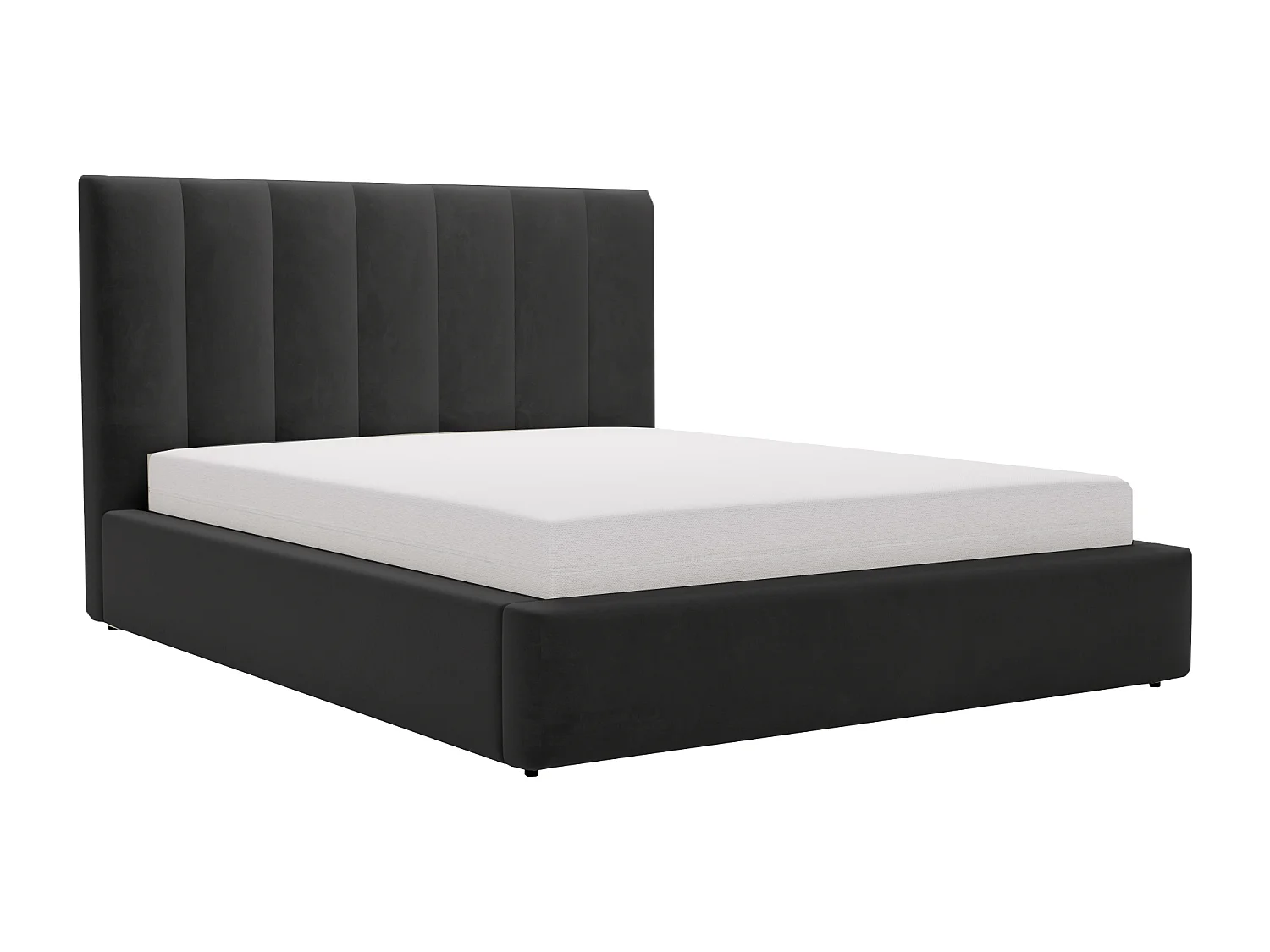 Łóżko dwuosobowe Velor 160x200 z pojemnikiem i stelażem, aksamit, czarny 3989962 - obrazek 1