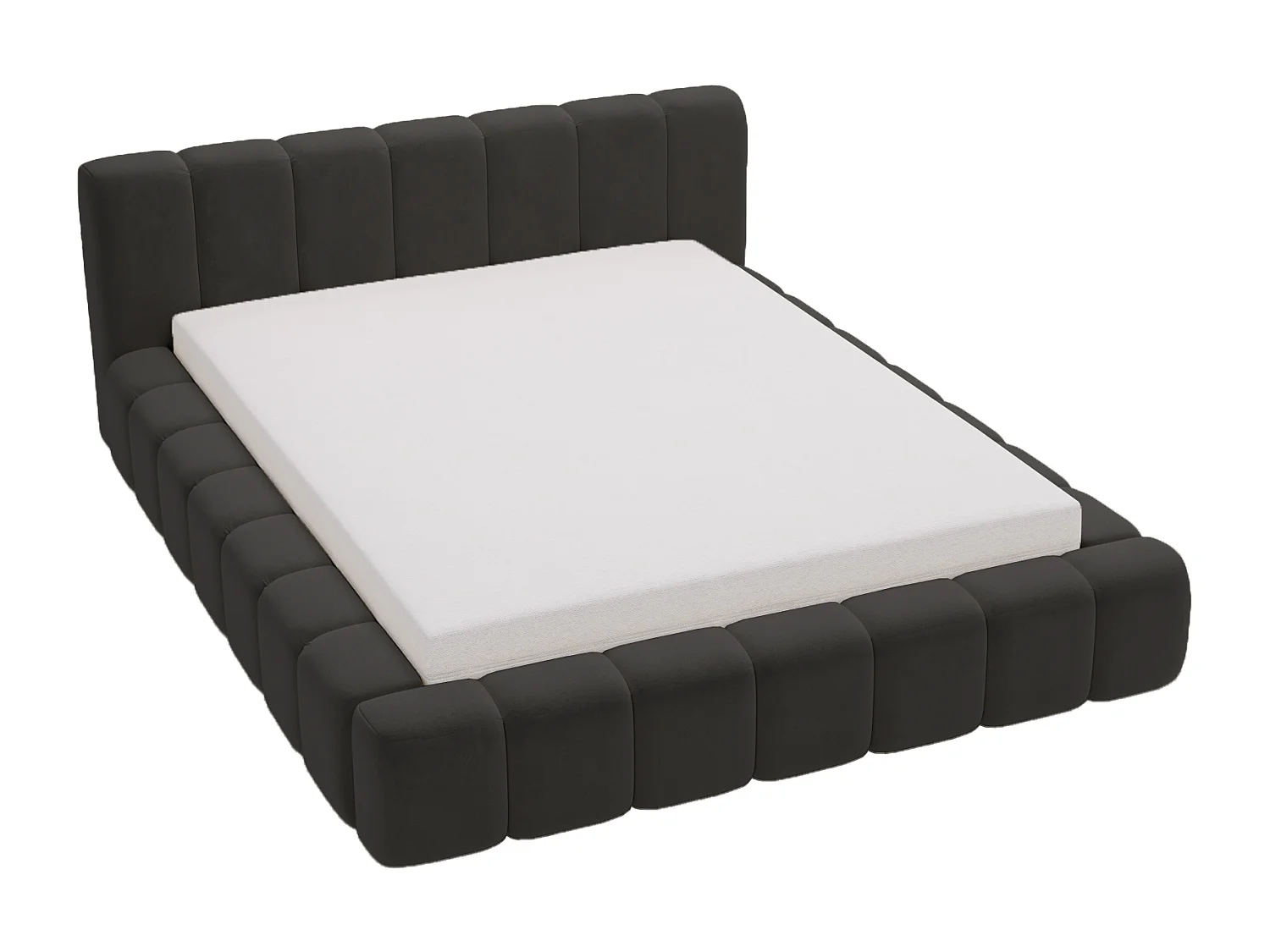 Bolonia łóżko tapicerowane 160x200 z pojemnikiem i stelażem, aksamit, czarny 3990190 - obrazek 1