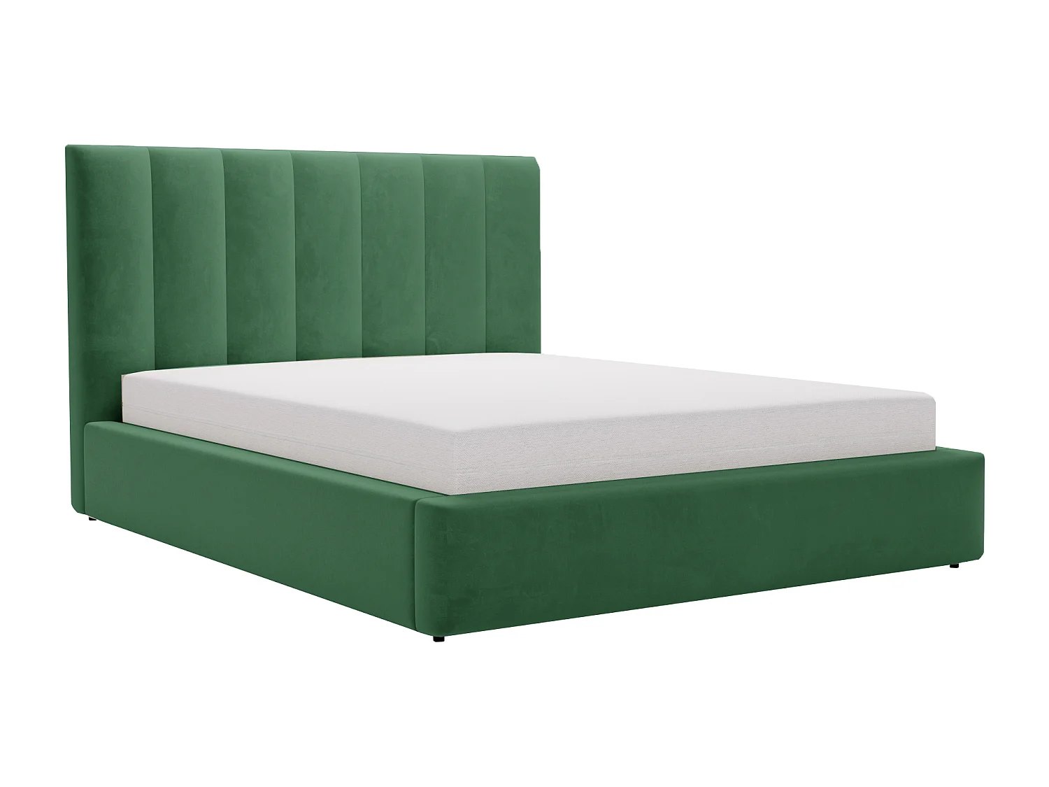 Łóżko dwuosobowe Velor 160x200 z pojemnikiem i stelażem, aksamit, zielony 3989966 - obrazek 1