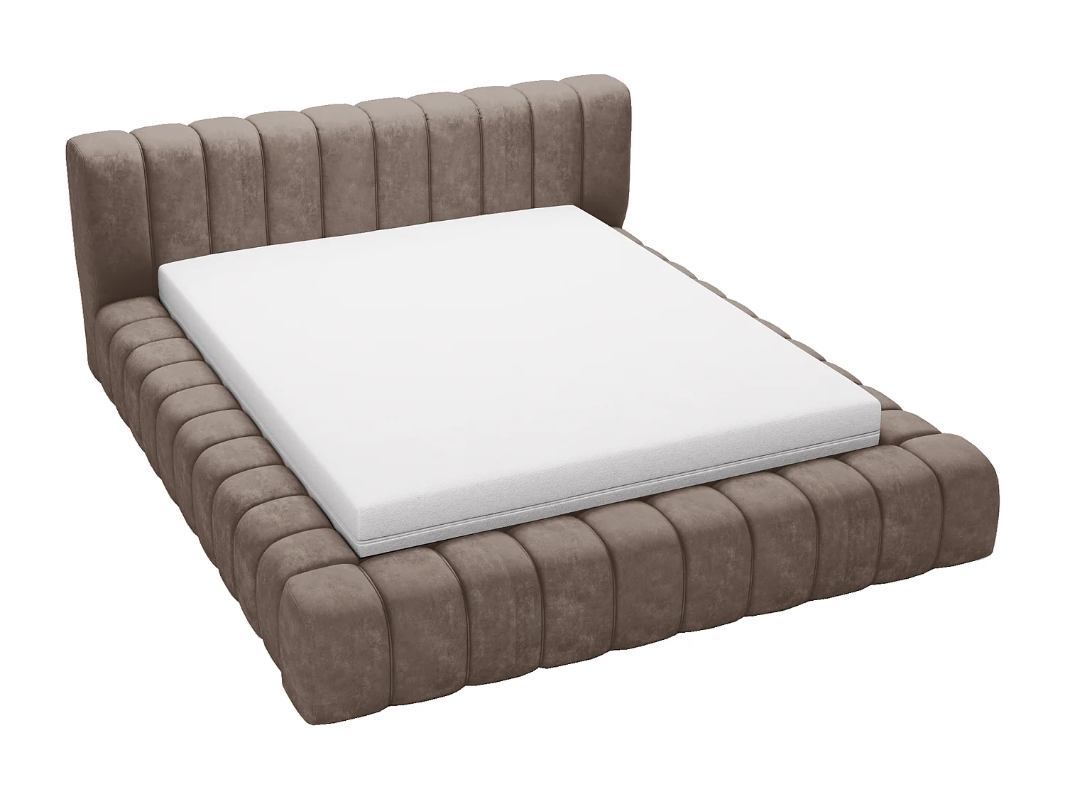 Łóżko tapicerowane 180x200 Como - łóżko dwuosobowe z pojemnikiem, wysokim zagłówkiem i miękką pianką - brązowy 3580579 - obrazek 1