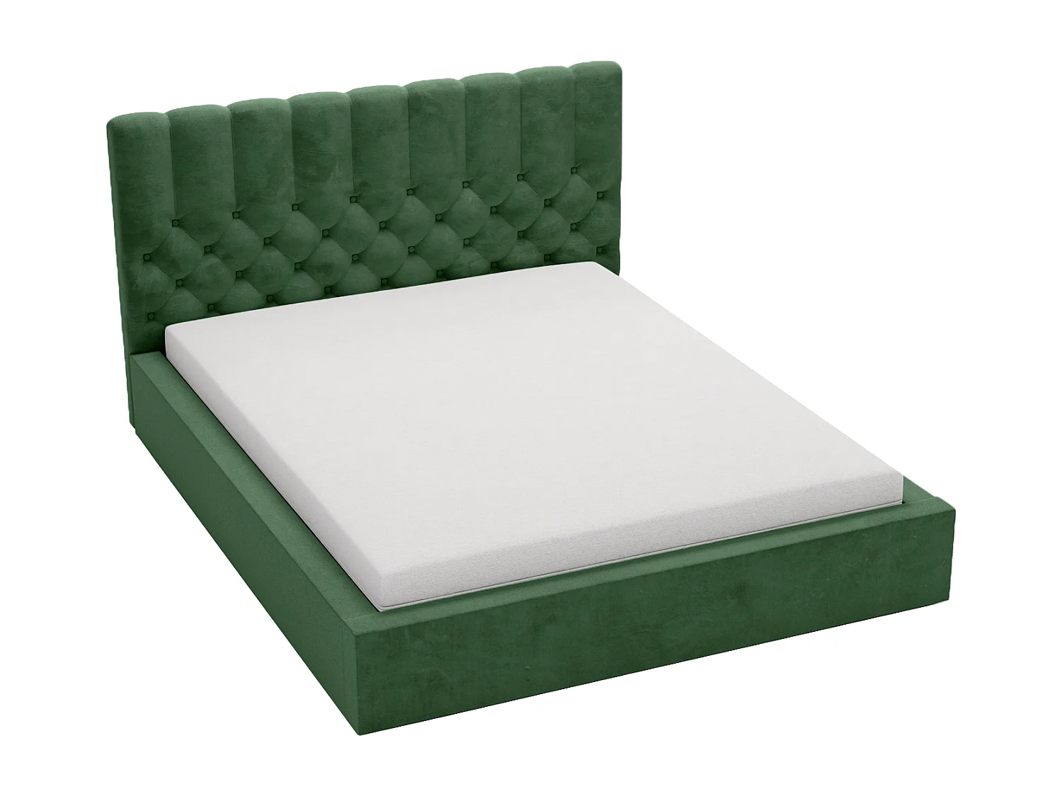 Łóżko tapicerowane 140x200 Sevilla - łóżko dwuosobowe glamour z pojemnikiem, stelażem i pikowanym zagłówkiem Chesterfield - zielony 3599983 - obrazek 1