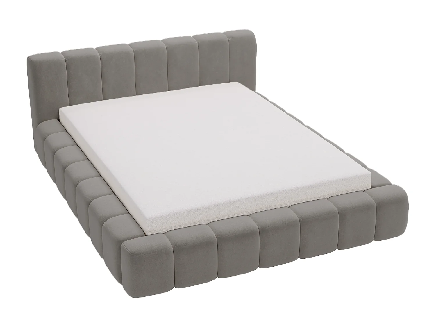 Bolonia łóżko tapicerowane 180x200 z pojemnikiem i stelażem, aksamit, szary 3990208 - obrazek 1
