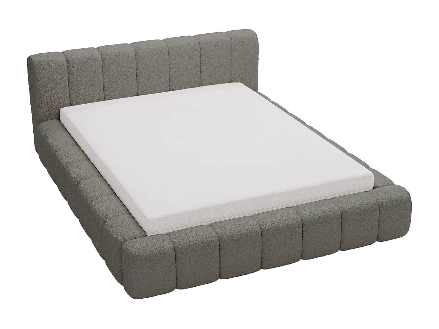 Bolonia łóżko tapicerowane 160x200 z pojemnikiem i stelażem, boucle, ciemny szary 4008472 - obrazek 1