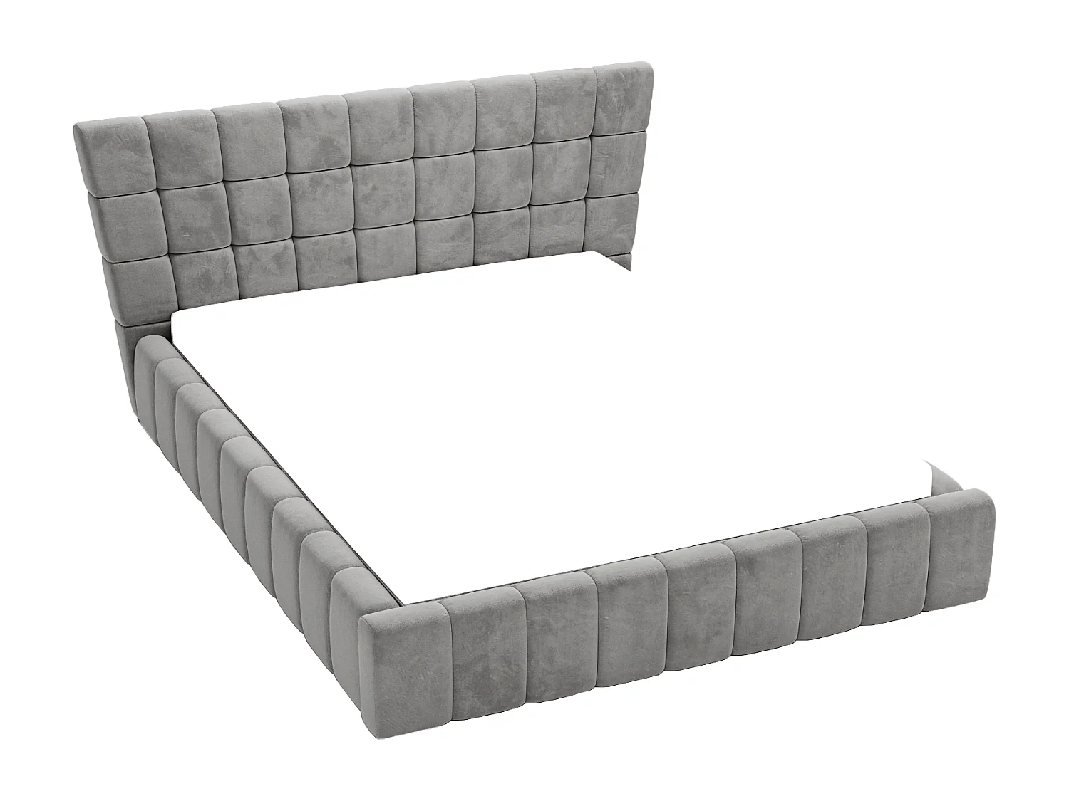 Łóżko tapicerowane 140x200 Deluxe - łóżko dwuosobowe z pojemnikiem, stelażem i przeszywanym zagłówkiem - szary 3631151 - obrazek 1