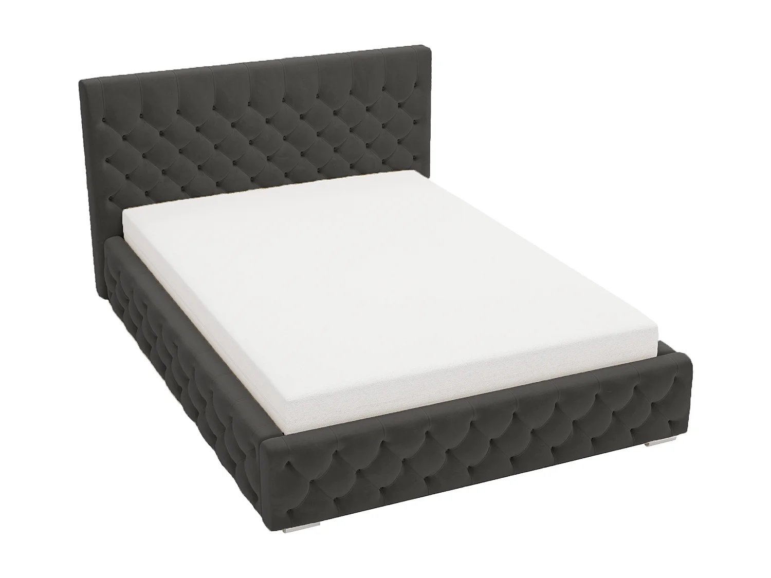 Łóżko tapicerowane 200x200 Elira - łóżko chesterfield glamour z pojemnikiem i stelażem - czarny 3599852 - obrazek 1