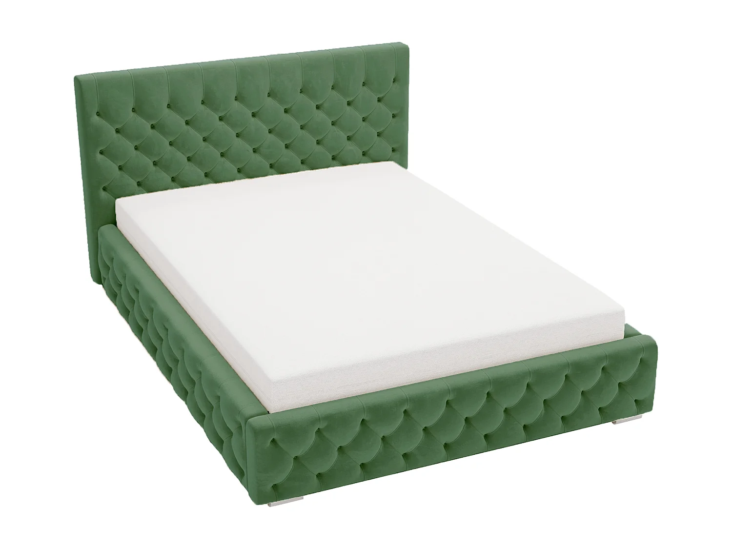 Łóżko tapicerowane 200x200 Elira - łóżko chesterfield glamour z pojemnikiem i stelażem - zielony 3600010 - obrazek 1