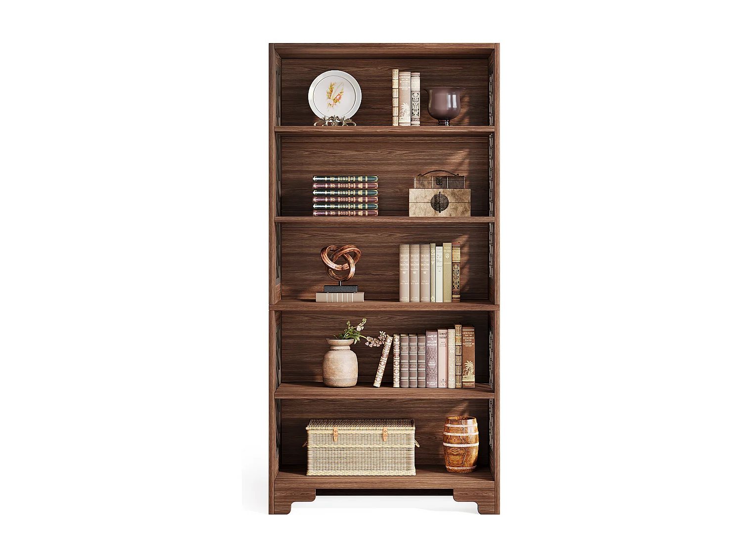 6-poziomowa biblioteczka, 180 cm, wysoka biblioteczka vintage, 5-poziomowa półka do przechowywania, biblioteczka z połowy wieku do biura, salonu, sypialni 3776434