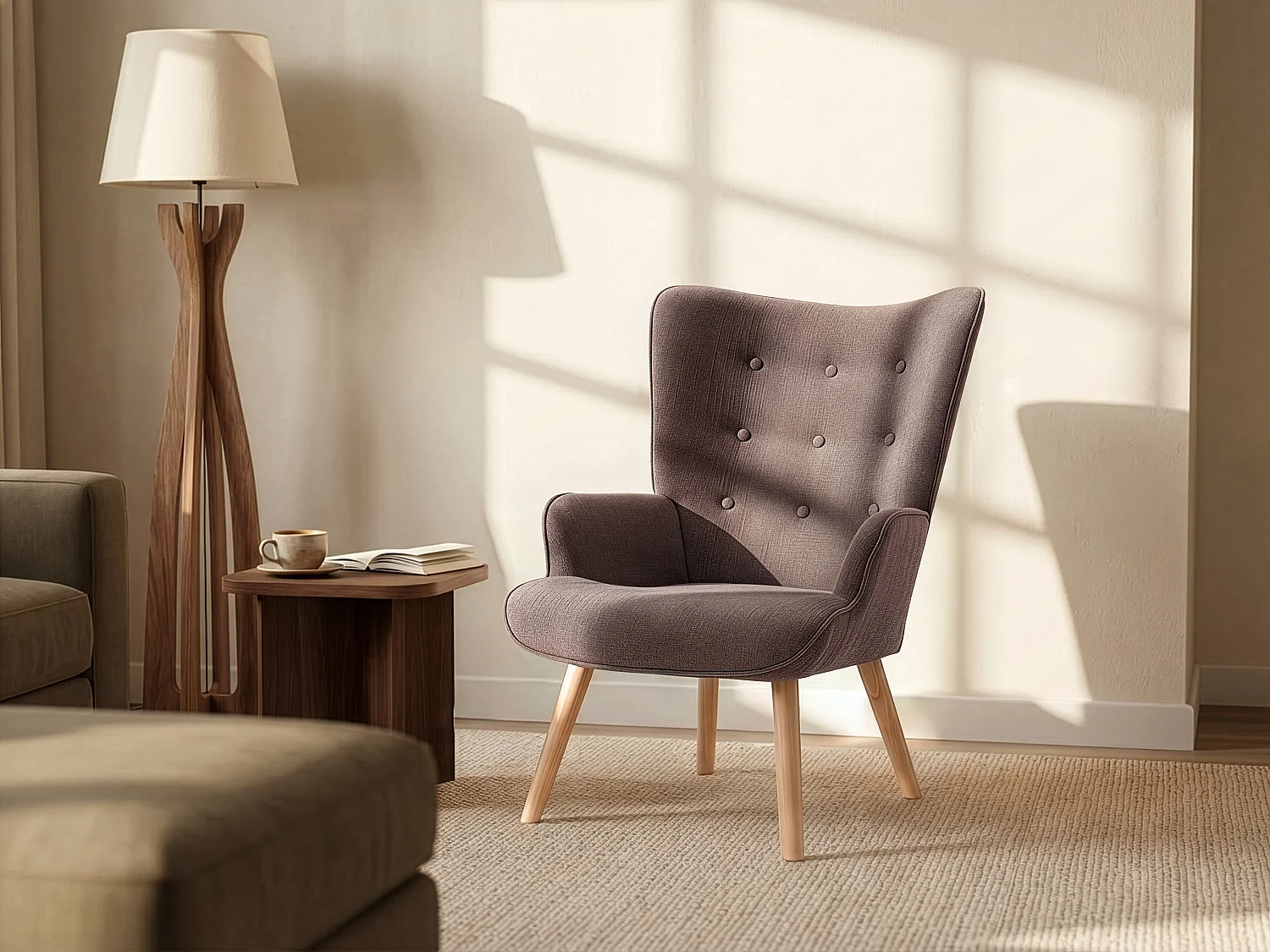 Fotel tapicerowany taupe - VATELY 2226929 - obrazek 1