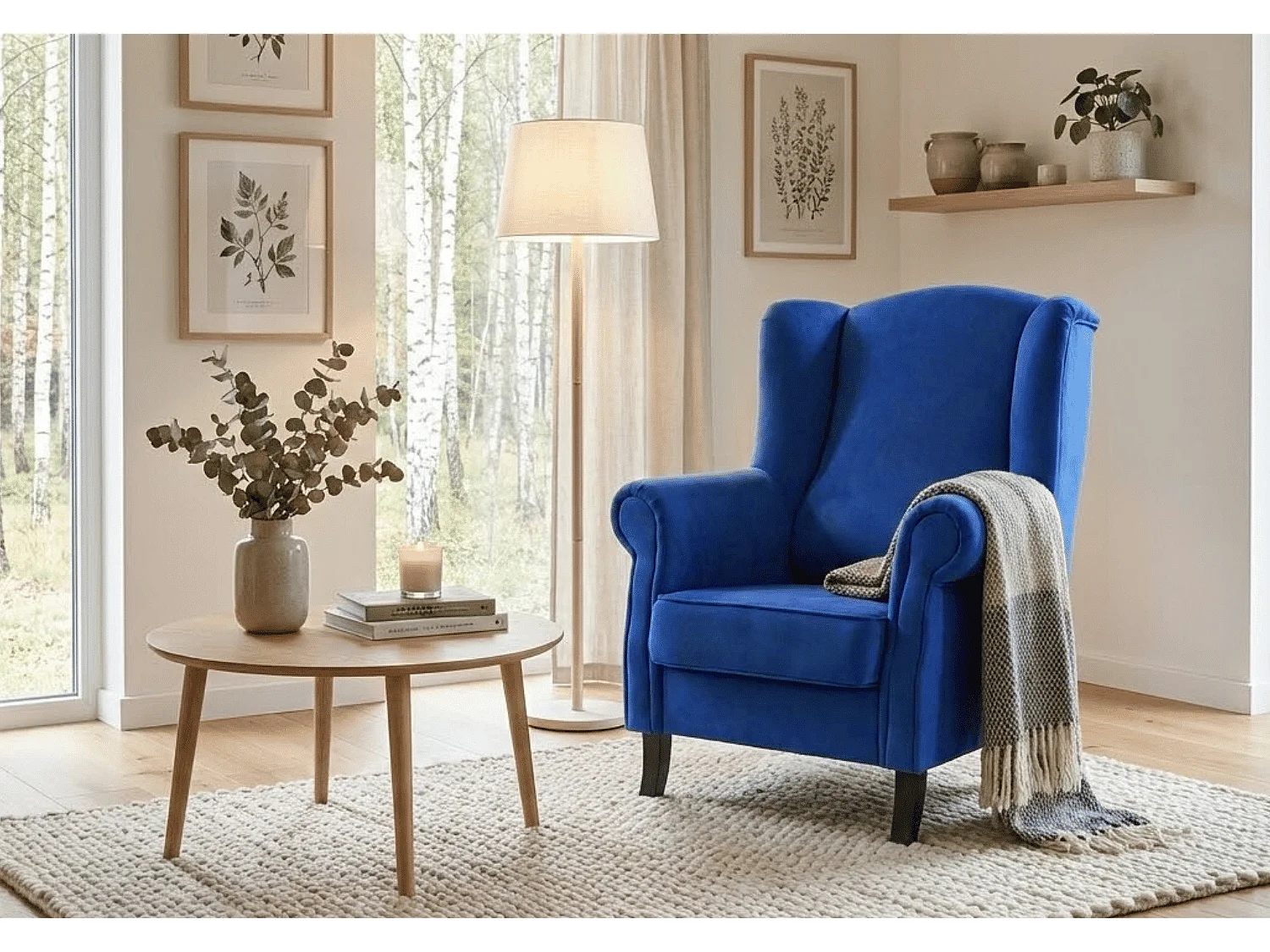 Elegancki fotel tapicerowany LIZBONA, w tkaninie MANILA 39 ciemnoniebieskiej 4984152 - obrazek 1