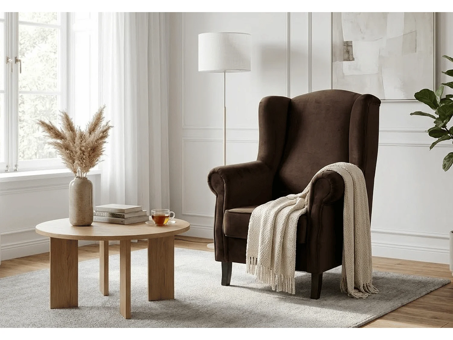 Elegancki fotel tapicerowany LIZBONA, w tkaninie MANILA 4 brązowej 4984158 - obrazek 1