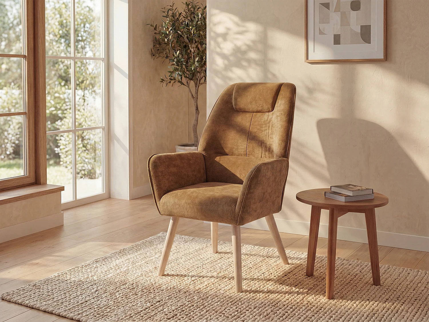 Fotel tapicerowany camelowy - OSIMO 809291 - obrazek 1