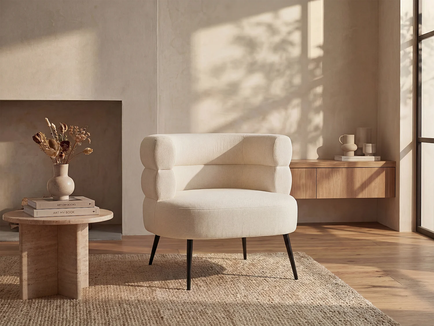 Fotel z beżową tapicerką - CAMEDO 2364503 - obrazek 1