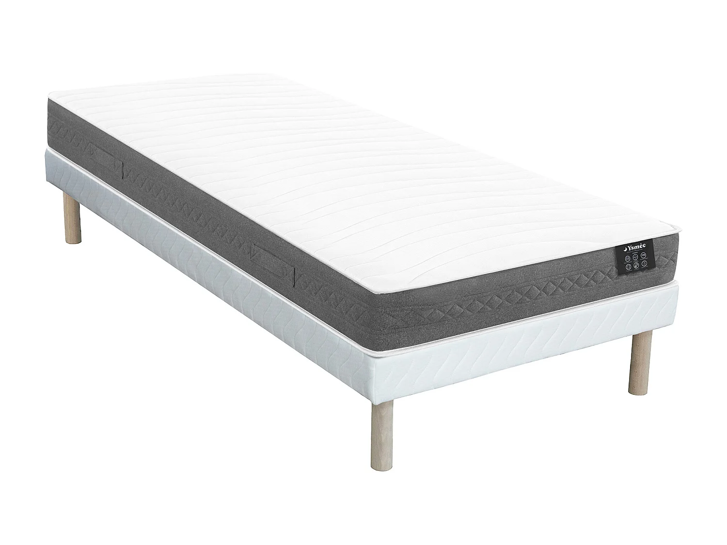 Zestaw 90 x 190 cm stelaż tapicerowany + materac sprężynowy kieszeniowy gr. 20 cm – ENOROS marki YSMÉE 4952416