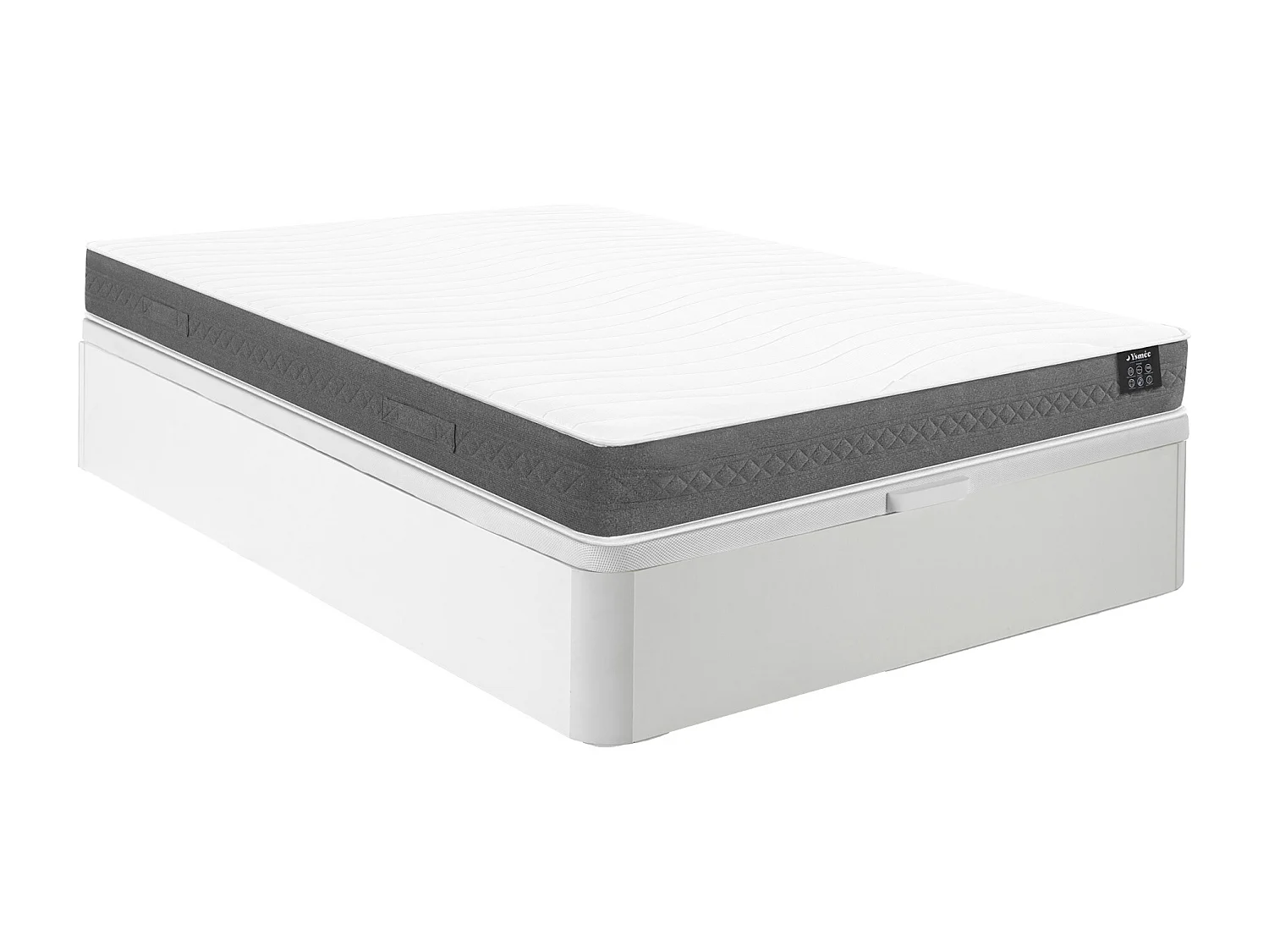 Zestaw 140 x 190 cm pojemnik na pościel biały + materac sprężynowy kieszeniowy gr. 20 cm – ENOROS marki YSMÉE 4952418