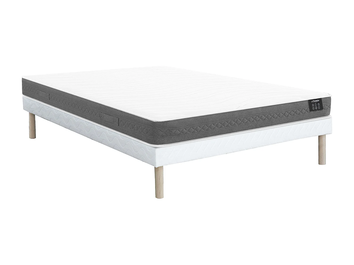 Zestaw 140 x 190 cm stelaż tapicerowany + materac sprężynowy kieszeniowy gr. 20 cm – ENOROS marki YSMÉE 4952419