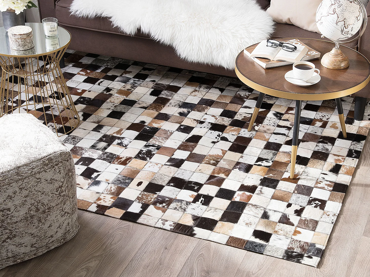 Dywan patchwork skórzany 160 x 230 cm wielokolorowy CERLI 179245 - obrazek 1