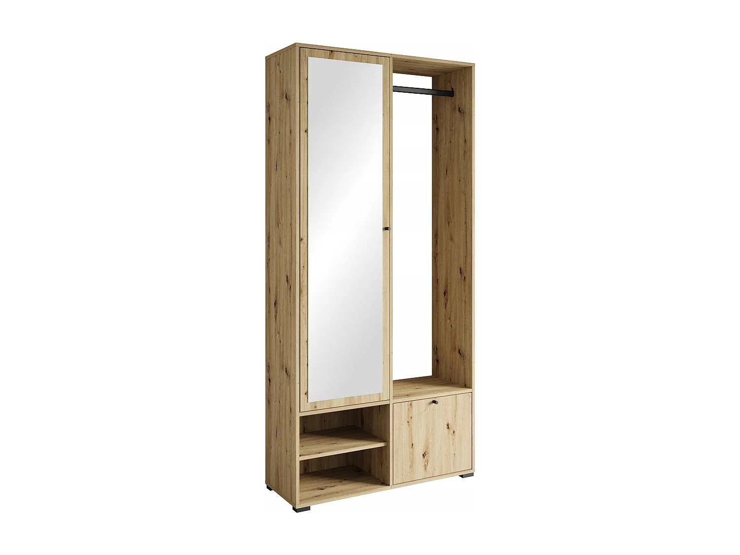 Nowoczesna garderoba 90 cm szafa do przedpokoju z lustrem półkami i drążkiem mat artisan 4070260 - obrazek 1