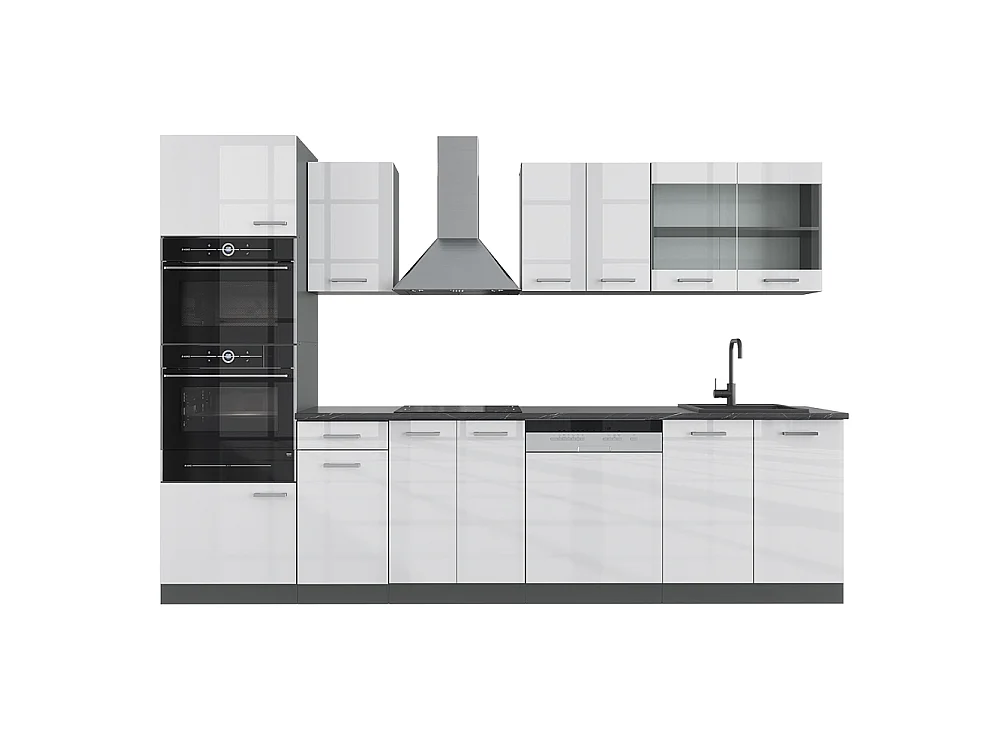 Aneks kuchenny biały wysoki połysk/antracyt 300x60x81.6 r-line 4781486 - obrazek 1