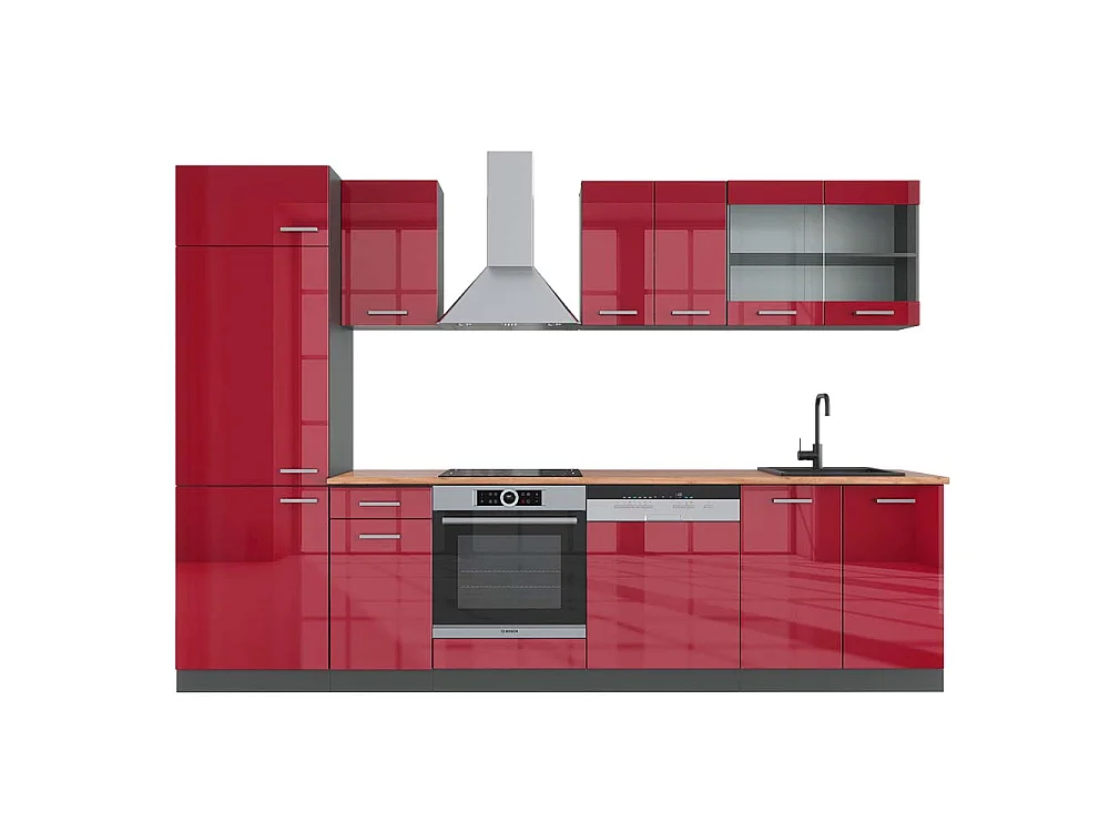 Aneks kuchenny czerwony wysoki połysk/antracyt 300x60x81.6 r-line 4781151 - obrazek 1
