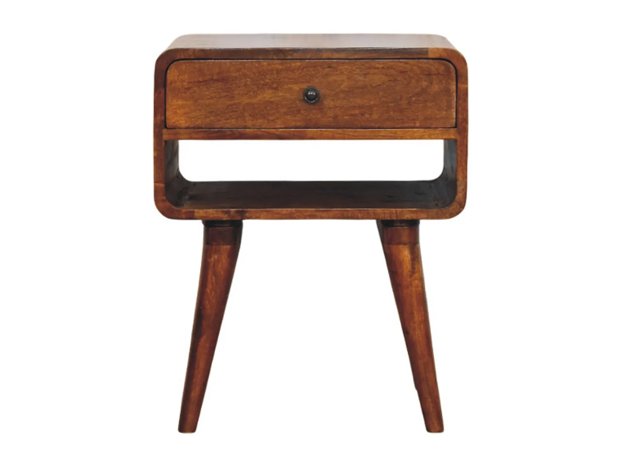 Artisan Furniture Lite drewno Kasztanowa Szafka Nocna Avora z Szufladą i Otwartą Półką 4794543