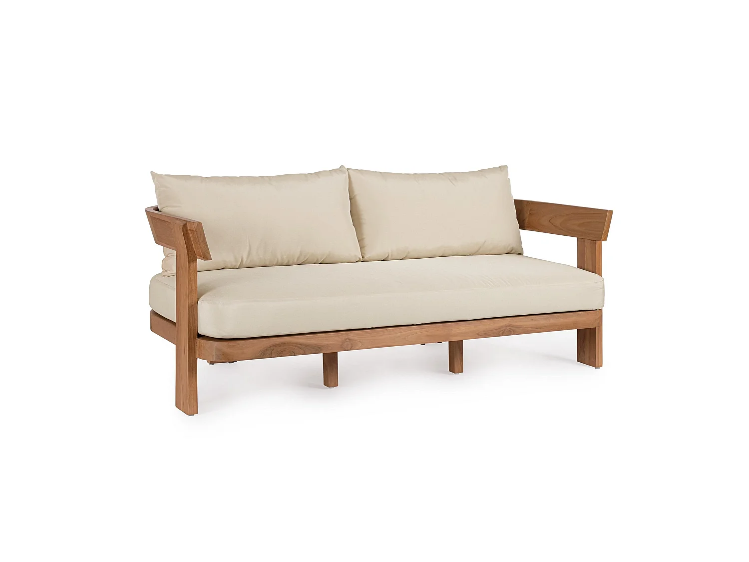 3-osobowa sofa z drewna tekowego w kolorze beżowym - NOJA 5004567 - obrazek 1