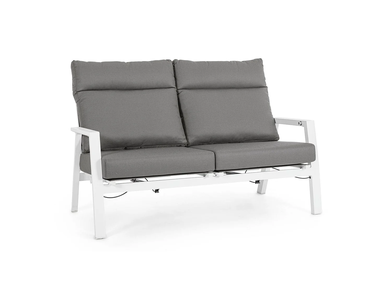 2-osobowa rozkładana sofa ogrodowa z textilene z szarymi poduszkami – OVIEDO 5004588