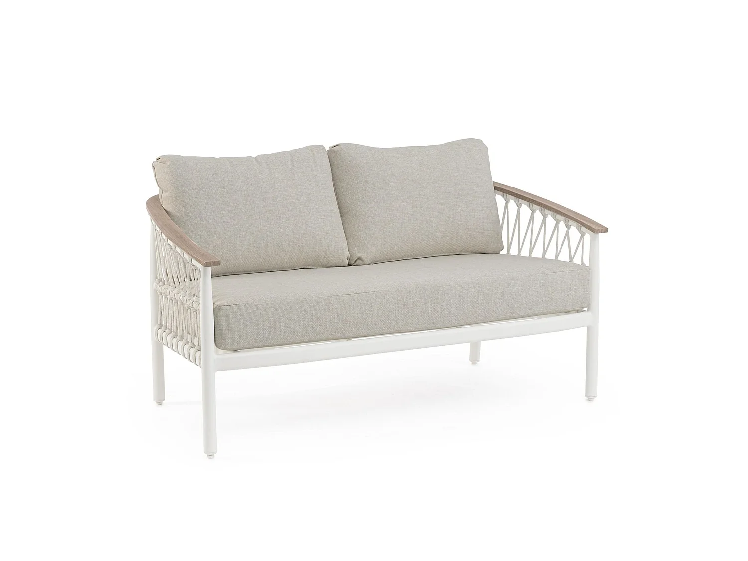 2-osobowa sofa ogrodowa z beżowymi poduszkami i plecionką z liny – GAUDIX 5004593