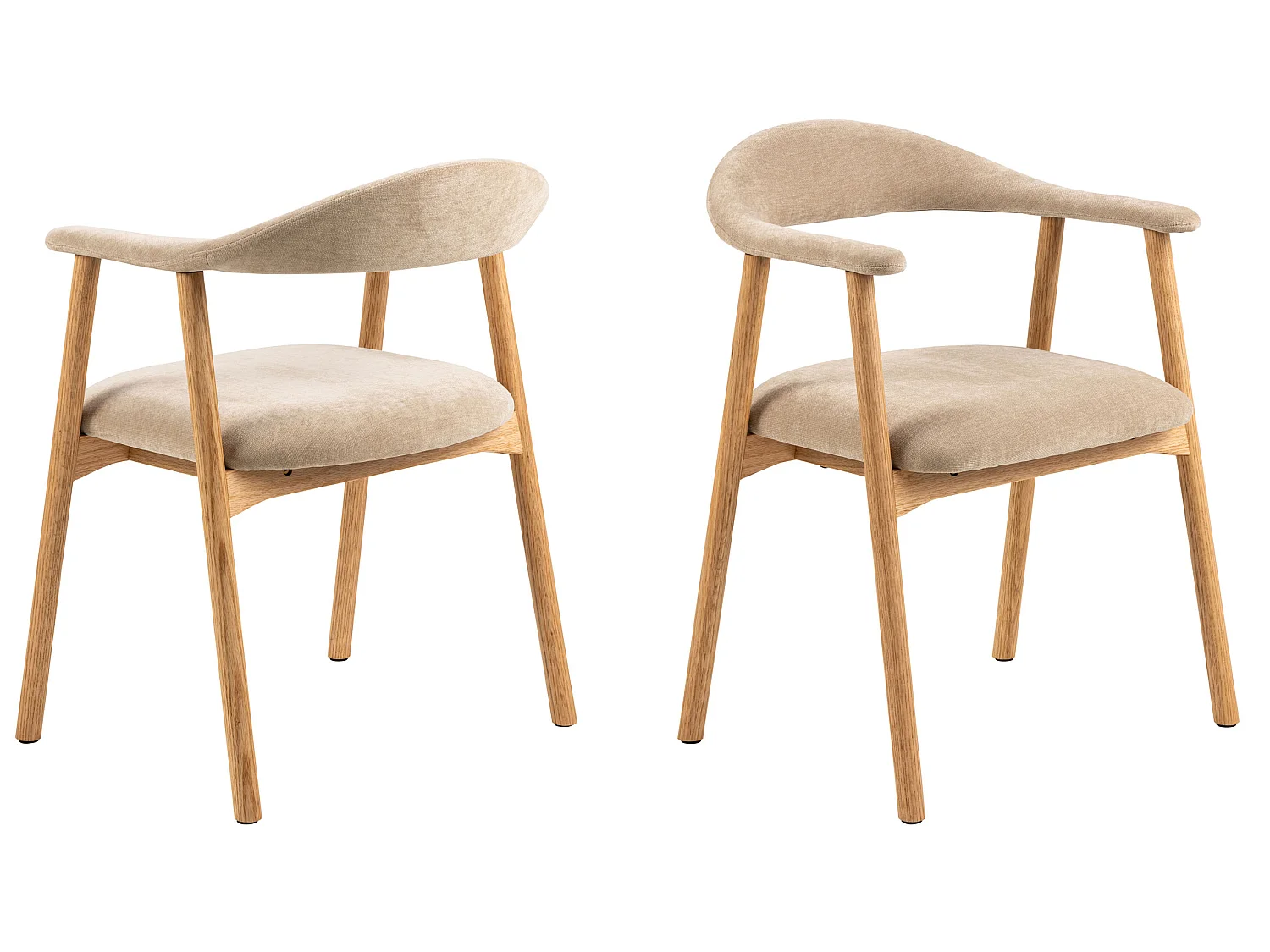 2x Krzesło dębowe Scandi line z podłokietnikami, tapicerowane Danny beige 3 4810306