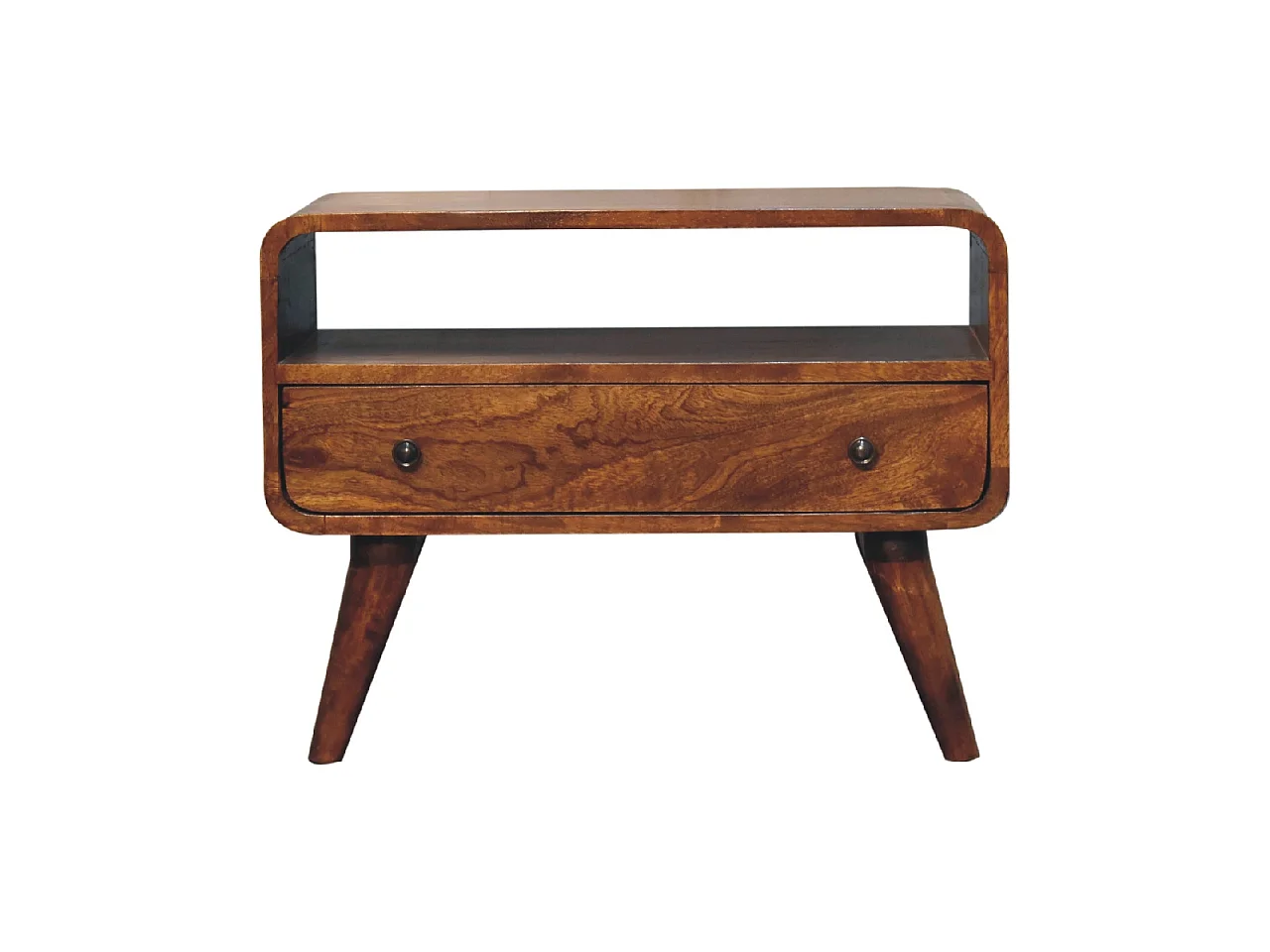 Artisan Furniture Mini zakrzywiona szafka RTV z litego drewna kasztanowego 4075363
