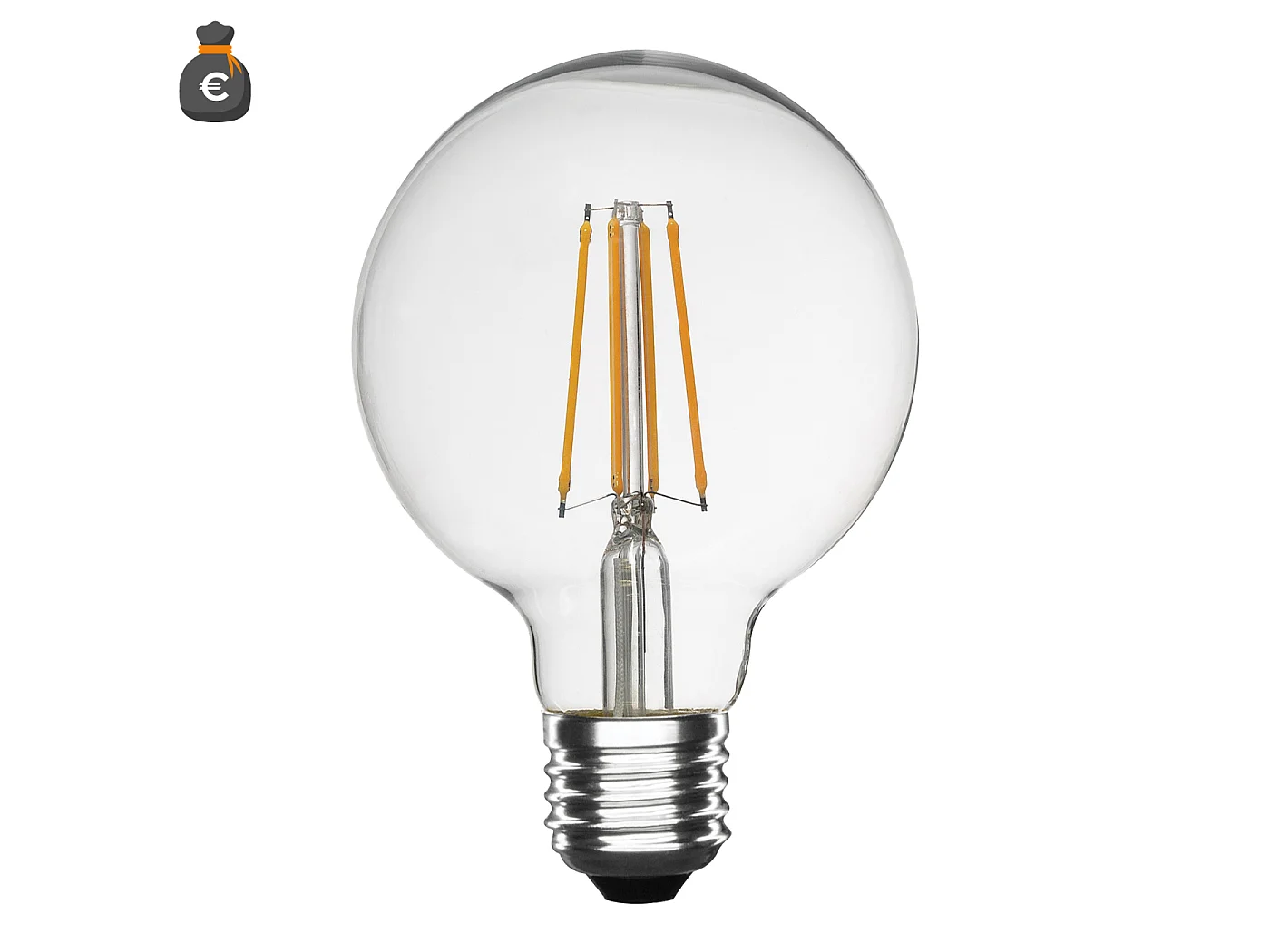 Alcapower Żarówka LED G125 Filament Przezroczysty 12W 1850lm 6000K E27 Zimne Światło Ø125x175mm Klasa D Wydajna i Trwała G125Fil 5012009 - obrazek 1