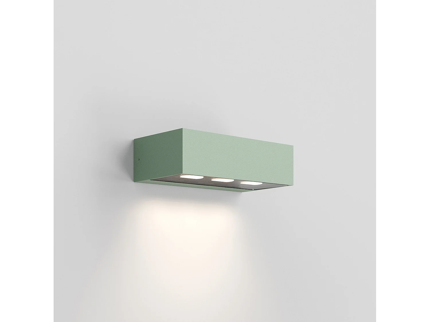 Asymetryczna ścienna lampa Forward, 3 punkty świetlne, szałwiowa zieleń, nowoczesny design, oświetlenie elewacji i ścieżek, moc 15,5W, barwa 3000K 5012189