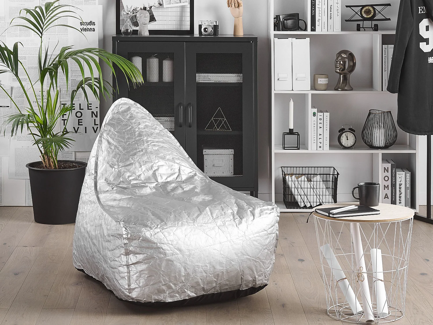 Fotel worek 200 L DROP 63 cm 75 cm Srebrny 150261 - obrazek 1