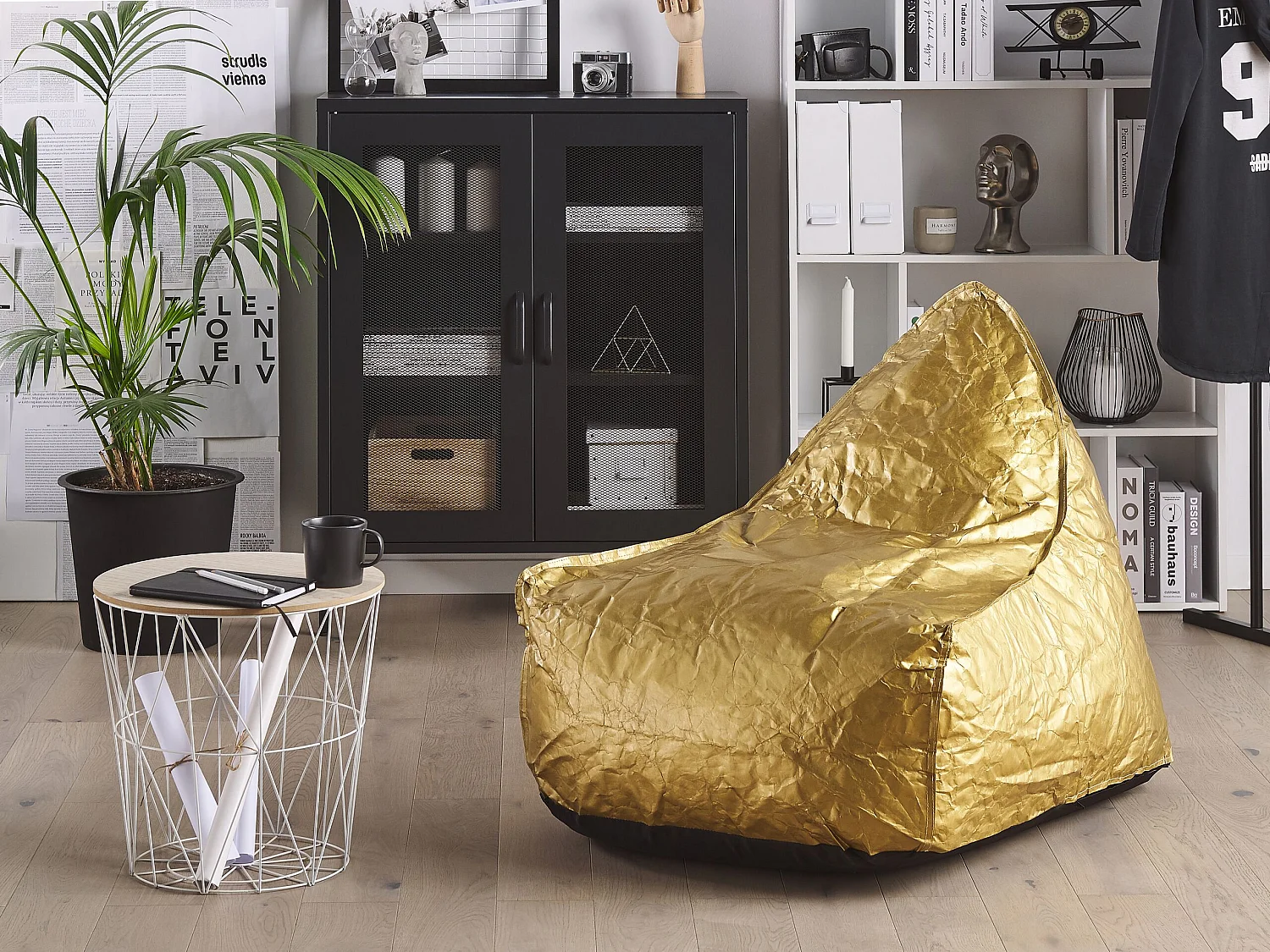 Fotel worek 200 L DROP 63 cm 75 cm Złoty 150103 - obrazek 1