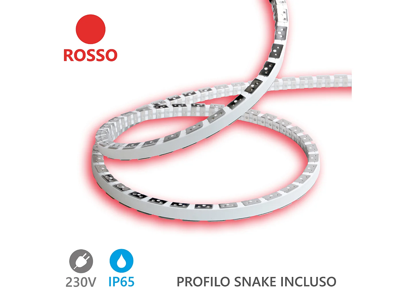 Alcapower Taśma LED Snake Flex 5m IP65 230V 12W/m Czerwona, Elastyczny Silikon, Wysoka Wydajność, Zintegrowana Technologia SMD 2835 5013957 - obrazek 1