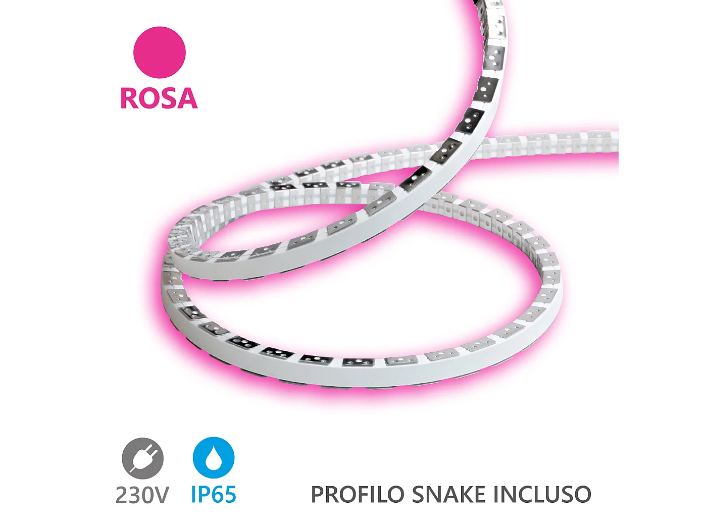 Alcapower Taśma LED Snake Flex 20m IP65 230V 12W/m Różowa, elastyczne oświetlenie dekoracyjne silikonowe o wysokiej efektywności energetycznej 5013971 - obrazek 1